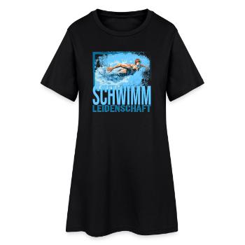 Schwimm Leidenschaft - Frauen T-Shirt-Kleid - Schwarz - Vorne