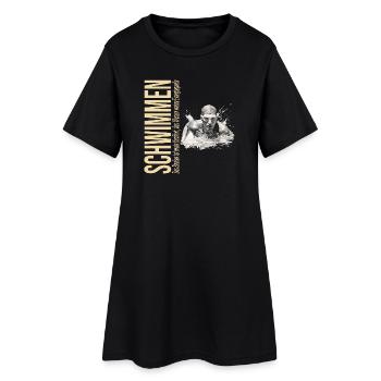 Das Becken ist mein Kraftort - Schwimmen - Frauen T-Shirt-Kleid - Schwarz - Vorne