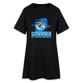 Schwimmen ist meine Medizin - Frauen T-Shirt-Kleid - Schwarz - Vorne