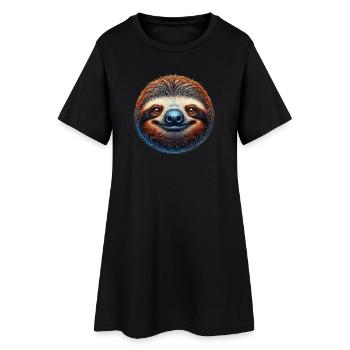 Faultier - Frauen T-Shirt-Kleid - Schwarz - Vorne