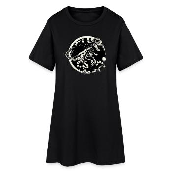 Dinosaur Skeleton Tyrannosaurus Rex Dino Fossil - Women’s T-Shirt Dress - black - Front