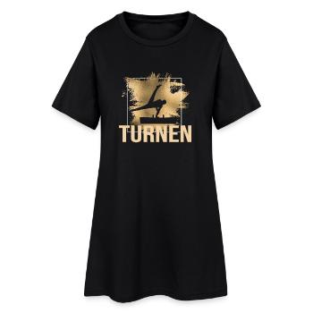 Turnen - Frauen T-Shirt-Kleid - Schwarz - Vorne