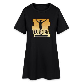 Turnen - Frauen T-Shirt-Kleid - Schwarz - Vorne