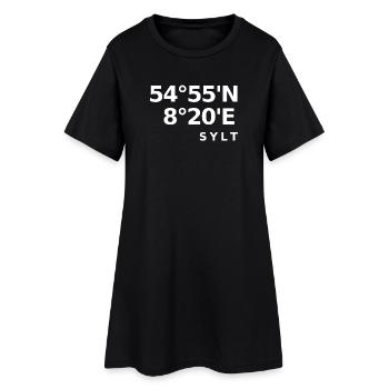 Sylt Koordinaten - Frauen T-Shirt-Kleid - Schwarz - Vorne