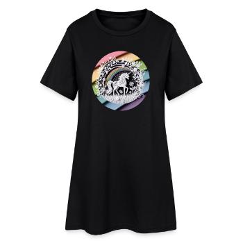 Mignon licorne arc-en-ciel papier découpé - Robe T-shirt Femme - noir - Devant