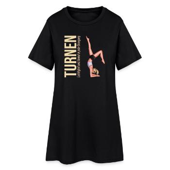 Turnen: Leichtigkeit und Anmut in jeder Bewegung - Frauen T-Shirt-Kleid - Schwarz - Vorne