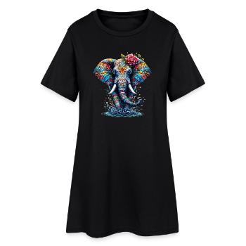 Éléphant - Robe T-shirt Femme - noir - Devant