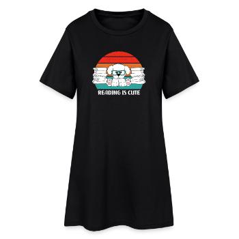 Lesen ist süß - Frauen T-Shirt-Kleid - Schwarz - Vorne