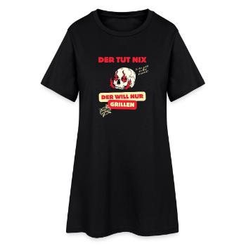 Skull und Grillspruch Design - Frauen T-Shirt-Kleid - Schwarz - Vorne