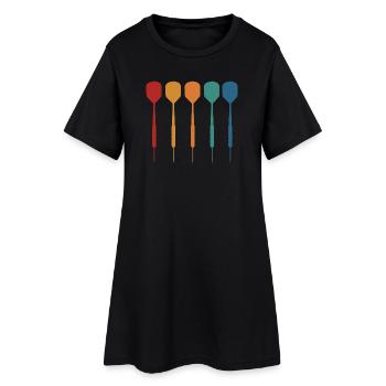 Fléchettes rétro vintage - Robe T-shirt Femme - noir - Devant
