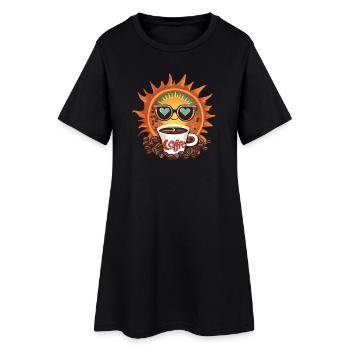 Soleil Café Vintage Style et Passion - Robe T-shirt Femme - noir - Devant