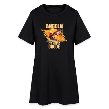 Angeln ist meine Droge - Frauen T-Shirt-Kleid - Schwarz - Vorne