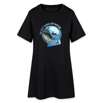 Im Rhythmus der Natur - Angeln - Frauen T-Shirt-Kleid - Schwarz - Vorne