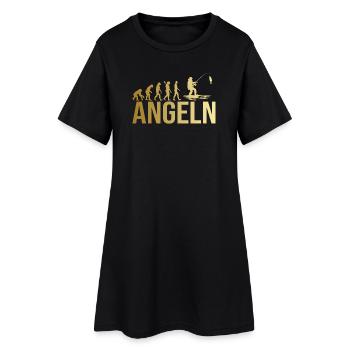 Evolution Angeln - Frauen T-Shirt-Kleid - Schwarz - Vorne