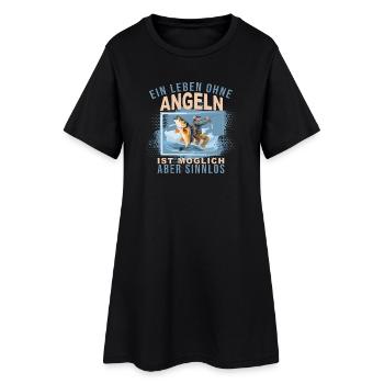 Ein Leben ohne Angeln ist möglich, aber Sinnlos - Frauen T-Shirt-Kleid - Schwarz - Vorne