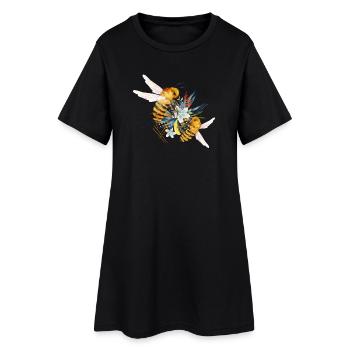 Deux abeilles volantes dessinées à la main - Robe T-shirt Femme - noir - Devant