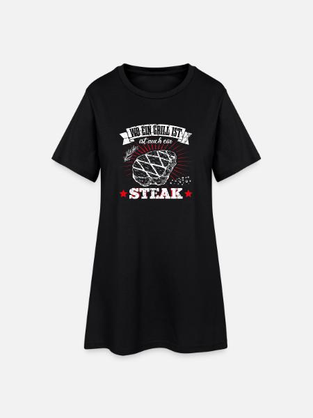 Grillen Steak - Frauen T-Shirt-Kleid - Schwarz