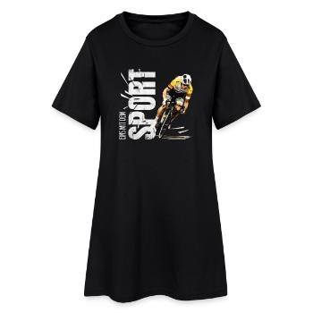 Eins mit dem Sport - Radsport - Frauen T-Shirt-Kleid - Schwarz - Vorne