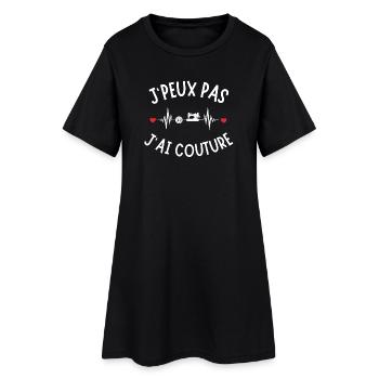 couture, broderie, machine à coudre - Robe T-shirt Femme - noir - Devant