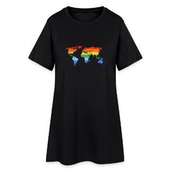Rainbow World Map Pride - Women’s T-Shirt Dress - black - Front