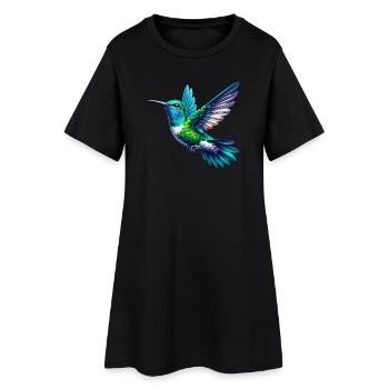 Kolibri - Frauen T-Shirt-Kleid - Schwarz - Vorne