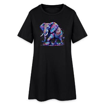 Éléphant - Robe T-shirt Femme - noir - Devant