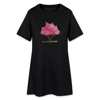 Pink Blossom Tree Watercolour - Women’s T-Shirt Dress - black - Front
