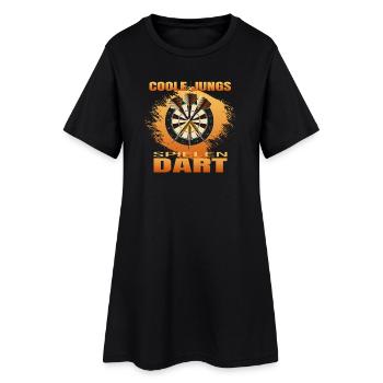 Coole Jungs spielen Dart - Frauen T-Shirt-Kleid - Schwarz - Vorne