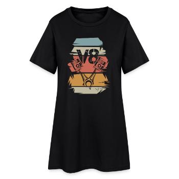 retro v8 car musclecars engine vintage icon - Women’s T-Shirt Dress - black - Front