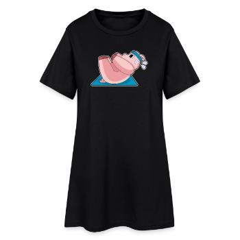 Entraînement abdominal Porc Bodybuilding - Robe T-shirt Femme - noir - Devant