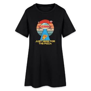Just here for the Pizza - Frauen T-Shirt-Kleid - Schwarz - Vorne