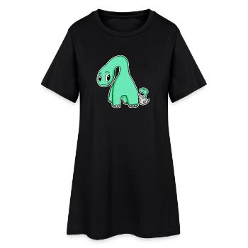 Dinosaure avec bébé dinosaure - Motif Dino - Robe T-shirt Femme - noir - Devant