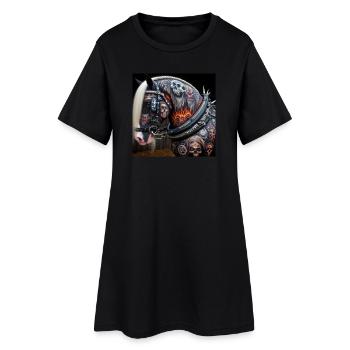 Cheval lourd tatoué - Robe T-shirt Femme - noir - Devant