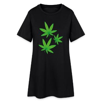 Feuilles de cannabis vertes - Robe T-shirt Femme - noir - Devant