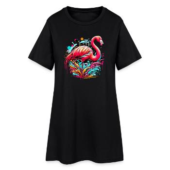 Flamant - Robe T-shirt Femme - noir - Devant