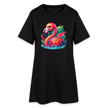 Flamant - Robe T-shirt Femme - noir - Devant