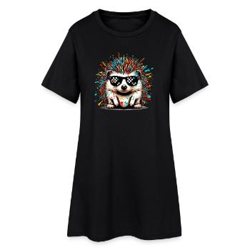Hérisson avec lunettes de soleil - Robe T-shirt Femme - noir - Devant