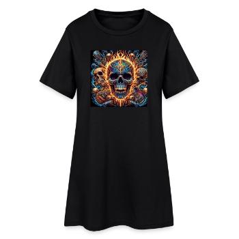 Crâne avec guitares croisées - Robe T-shirt Femme - noir - Devant