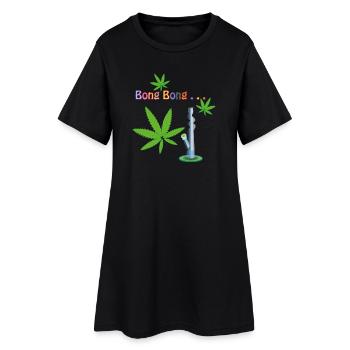 Feuilles de Cannabis Avec Bang - Robe T-shirt Femme - noir - Devant