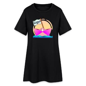 BOOTSFAHRER Ostseeinsel RÜGEN - Frauen T-Shirt-Kleid - Schwarz - Vorne