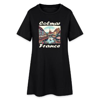 Colmar Vieille Ville Port Colonial - Robe T-shirt Femme - noir - Devant