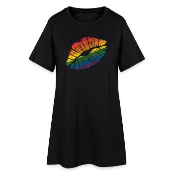 Smooch rainbow Rouge à lèvres Kiss Mark Love Statement - Robe T-shirt Femme - noir - Devant