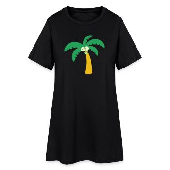 Palme - Frauen T-Shirt-Kleid - Schwarz - Vorne