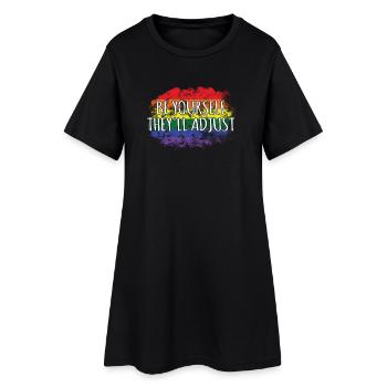 Gay Pride-Bewusstsein: Sei du selbst, sie werden sich anpassen - Frauen T-Shirt-Kleid - Schwarz - Vorne