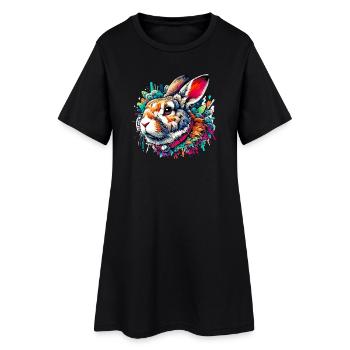 Lapin - Robe T-shirt Femme - noir - Devant