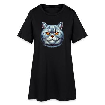 British Shorthair Cat - Women’s T-Shirt Dress - black - Front