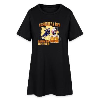 Eishockey und Bier - Darum bin ich hier - Frauen T-Shirt-Kleid - Schwarz - Vorne