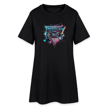Magnétophone cassette au look graffiti fluo des années 80 - Robe T-shirt Femme - noir - Devant