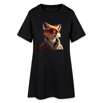 Renard J’aime les renards Renard roux Renard mignon sauvage - Robe T-shirt Femme - noir - Devant