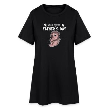 Motif de fête des pères - premier cadeau de fête des pères - Robe T-shirt Femme - noir - Devant